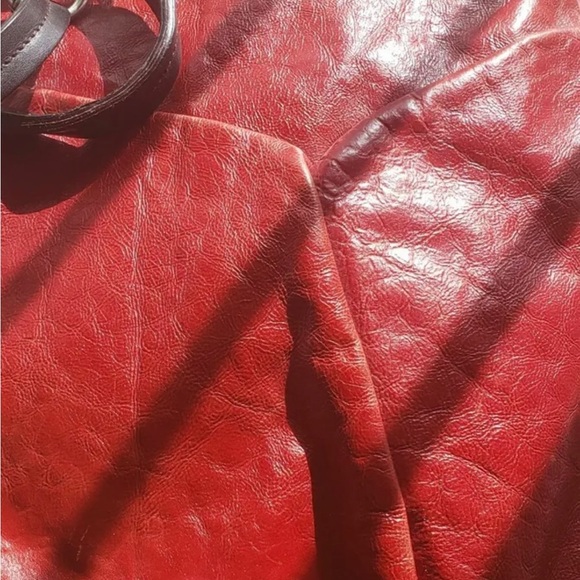 VINTAGE Yves Saint Laurent Red Leather Hand Bag with Silver-Toned Hardware - Picture 8 of 16